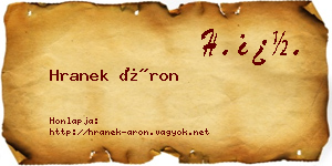 Hranek Áron névjegykártya